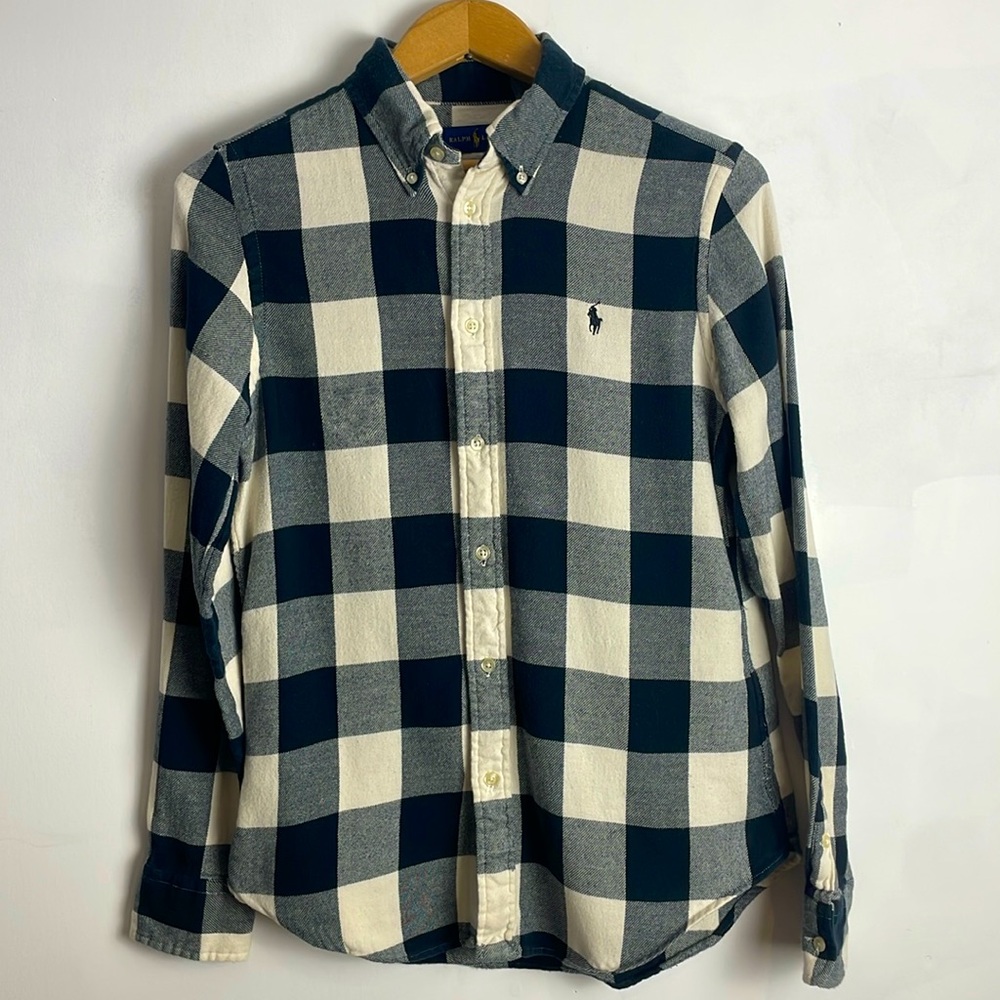 Ralph Lauren Classic Collared Button Down Shirtt Long Sleeve Size Medium Navy